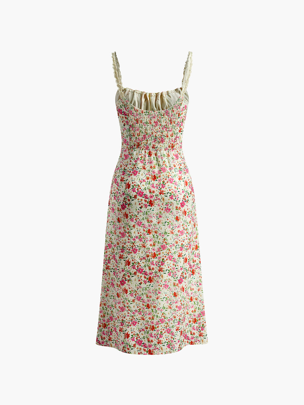 Floral Print Low Cut Cami Midi Dress