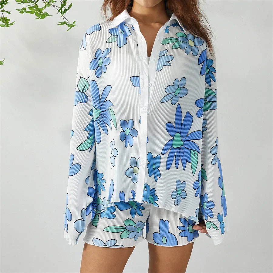 Floral Print Shirt and Shorts Co-ord Set