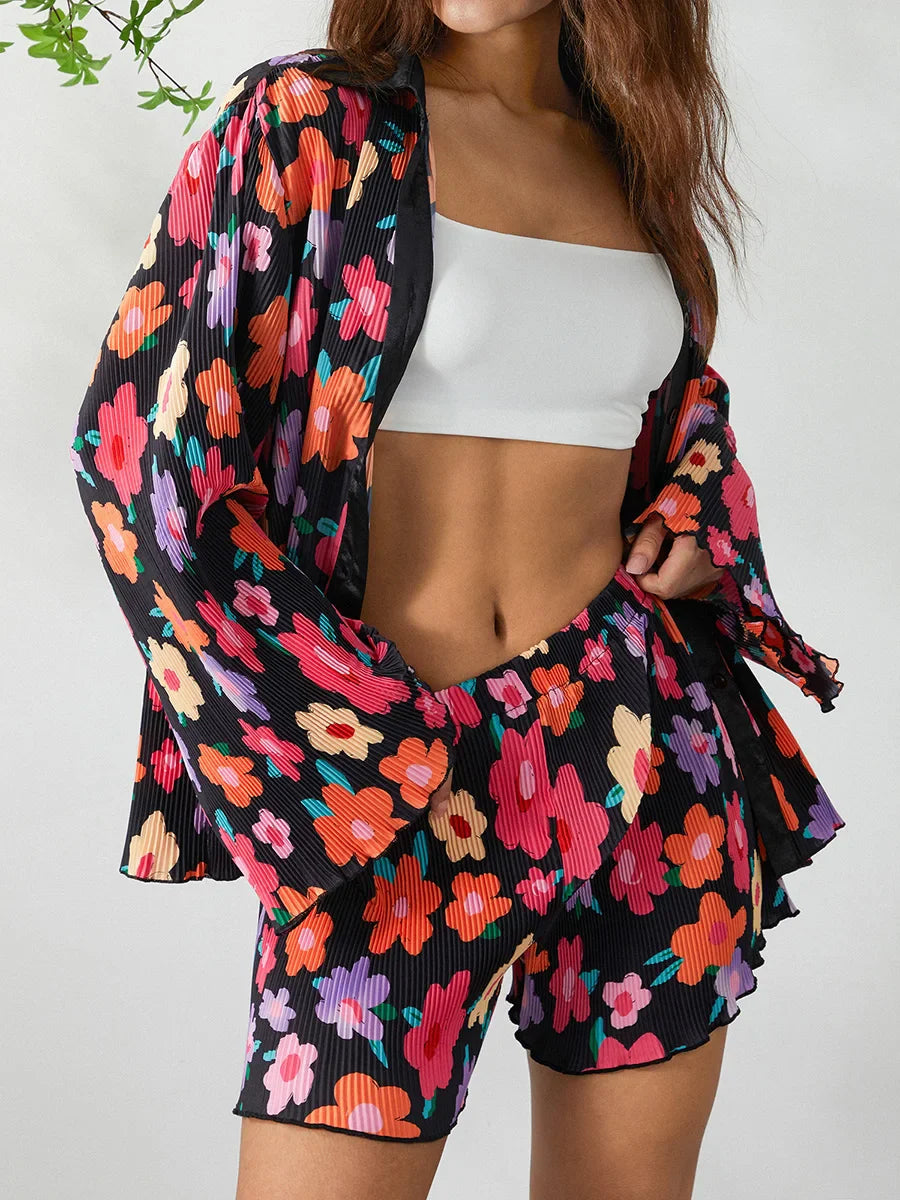 Floral Print Shirt and Shorts Co-ord Set