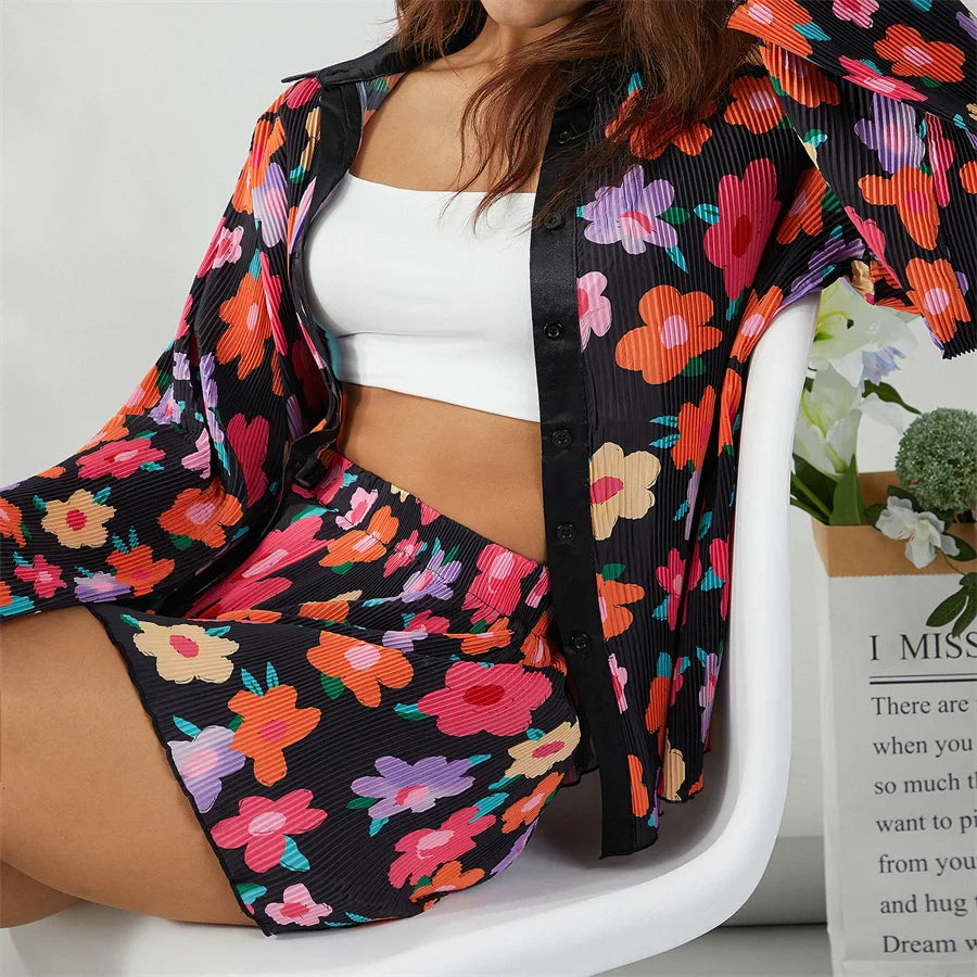Floral Print Shirt and Shorts Co-ord Set