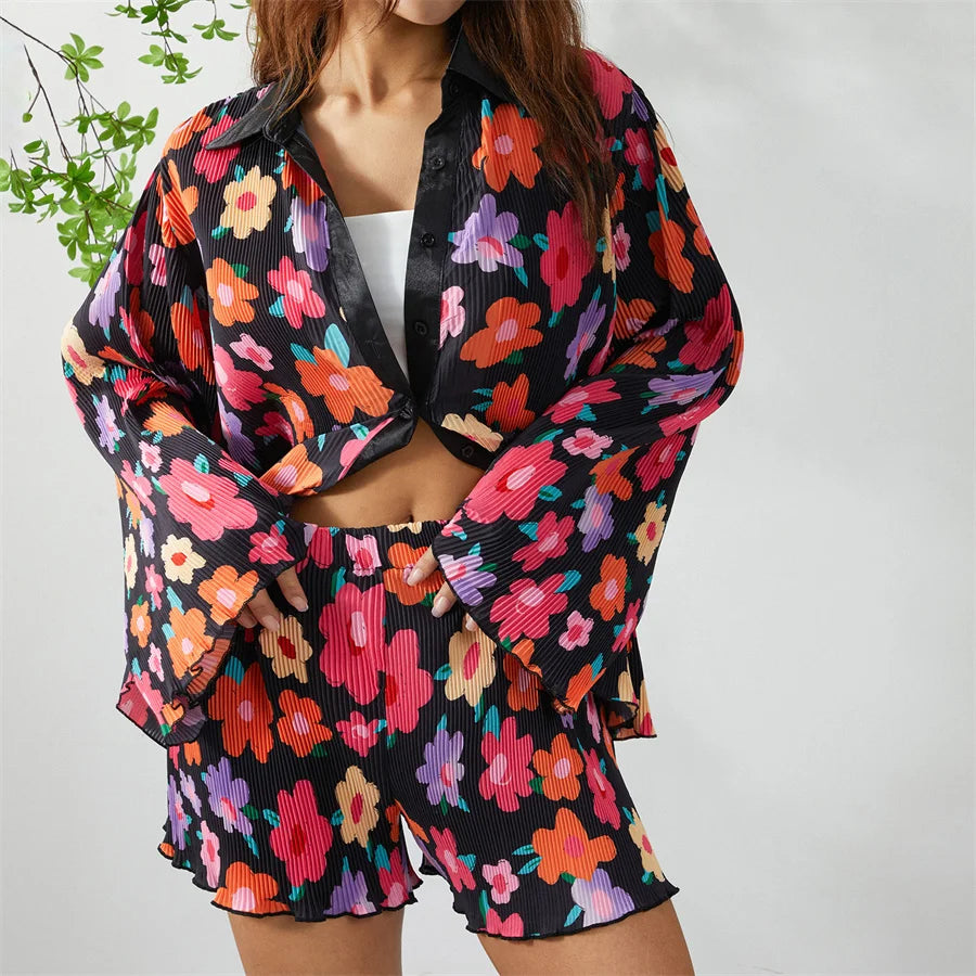 Floral Print Shirt and Shorts Co-ord Set