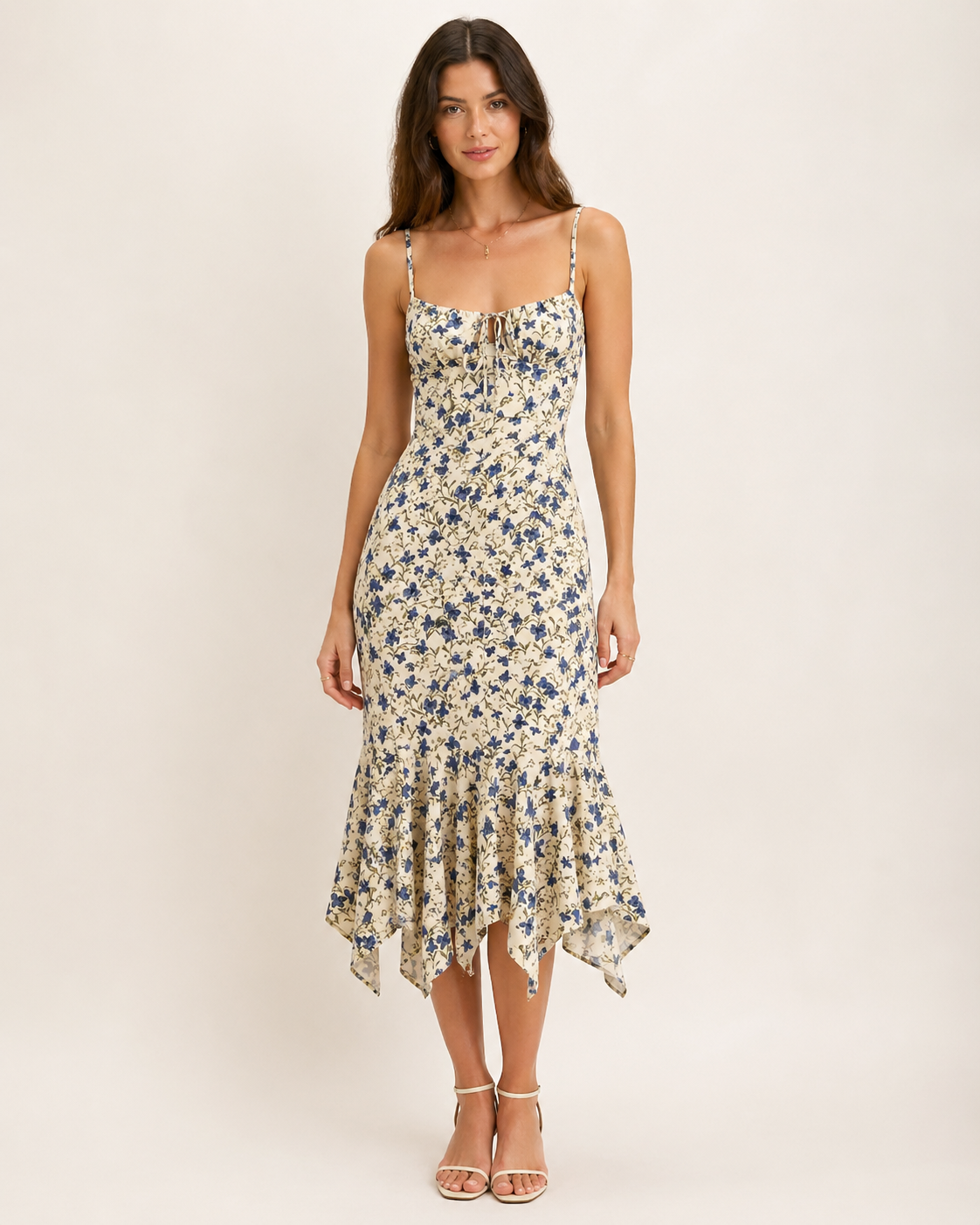 Floral Print Knotted Hem Maxi Dress