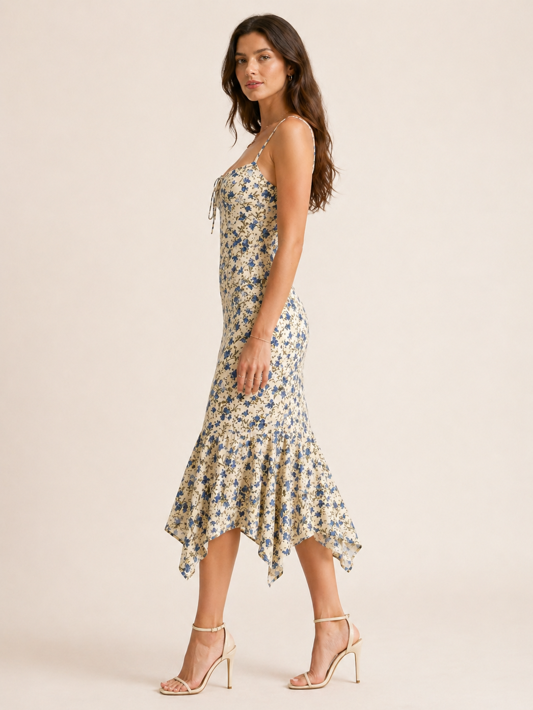 Floral Print Knotted Hem Maxi Dress