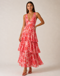 Floral Ruffle Tiered Midi Dress