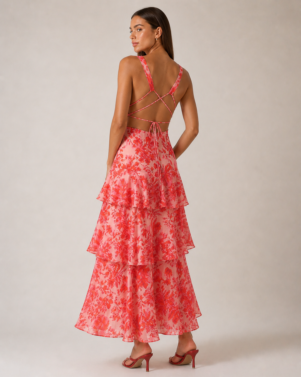 Floral Ruffle Tiered Midi Dress