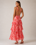 Floral Ruffle Tiered Midi Dress