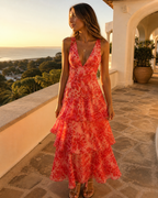 Floral Ruffle Tiered Midi Dress