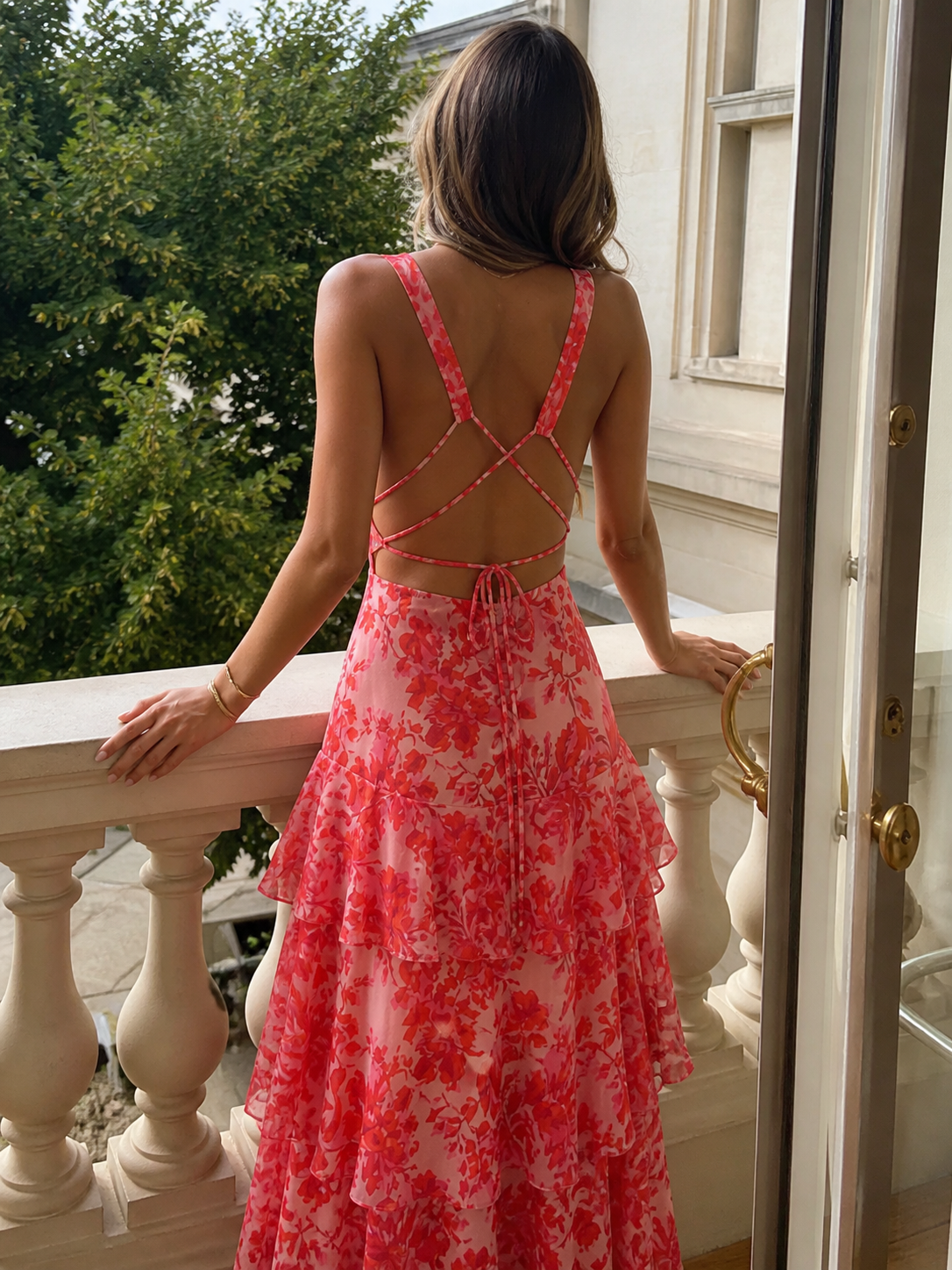 Floral Ruffle Tiered Midi Dress