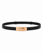 Genuine Leather Gold Lock Buckle Slim Belt