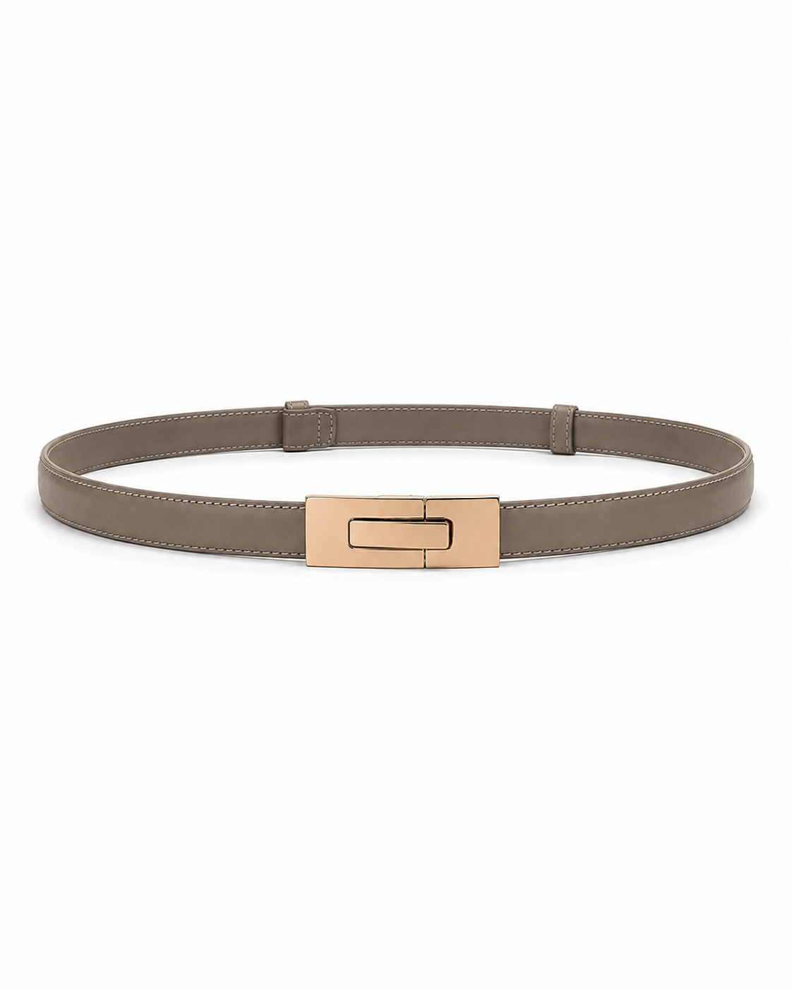 Genuine Leather Gold Lock Buckle Slim Belt