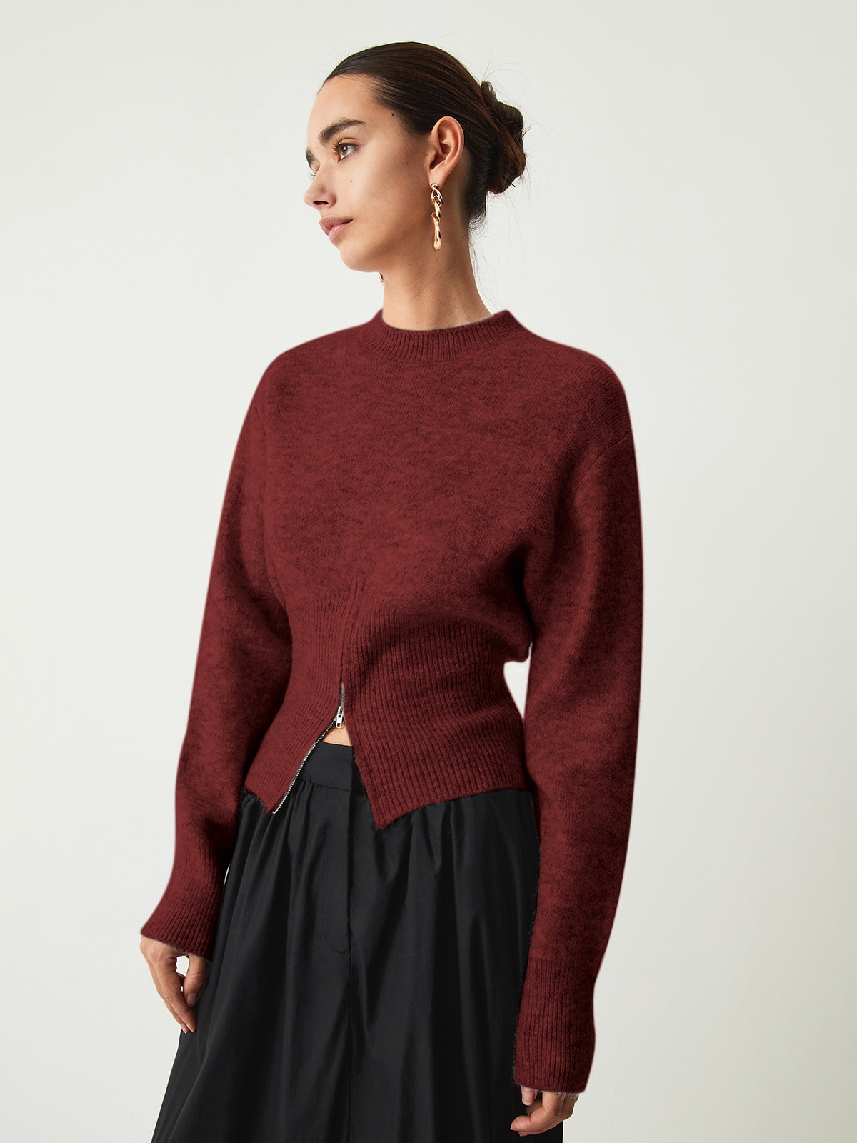 Half Zip Fuzzy Knit Sweater