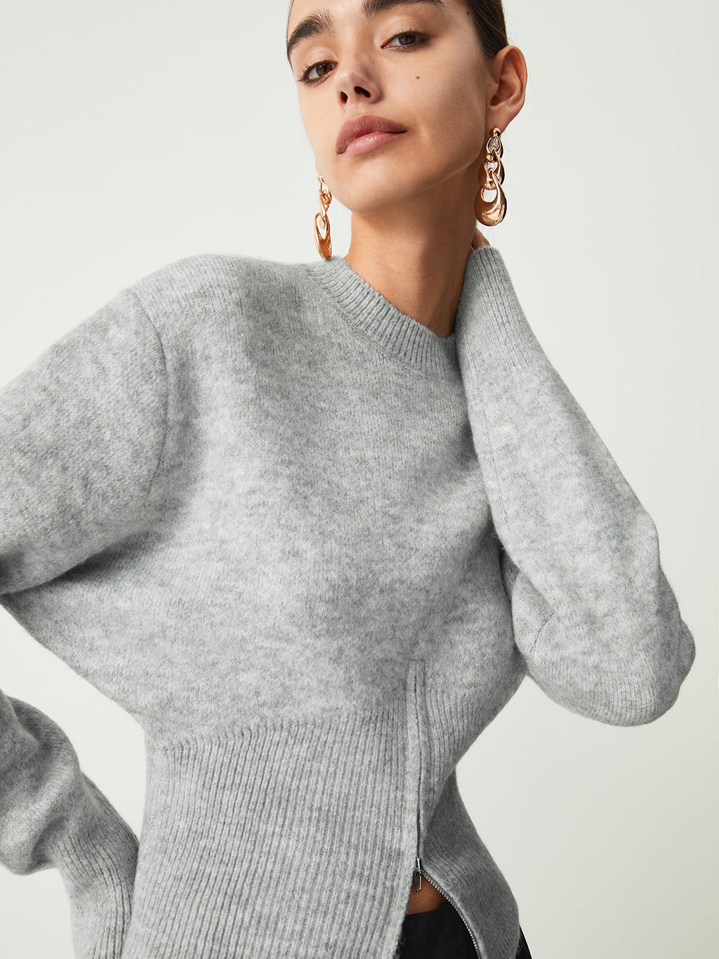 Half Zip Fuzzy Knit Sweater