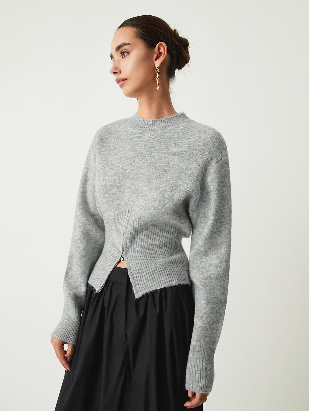 Half Zip Fuzzy Knit Sweater
