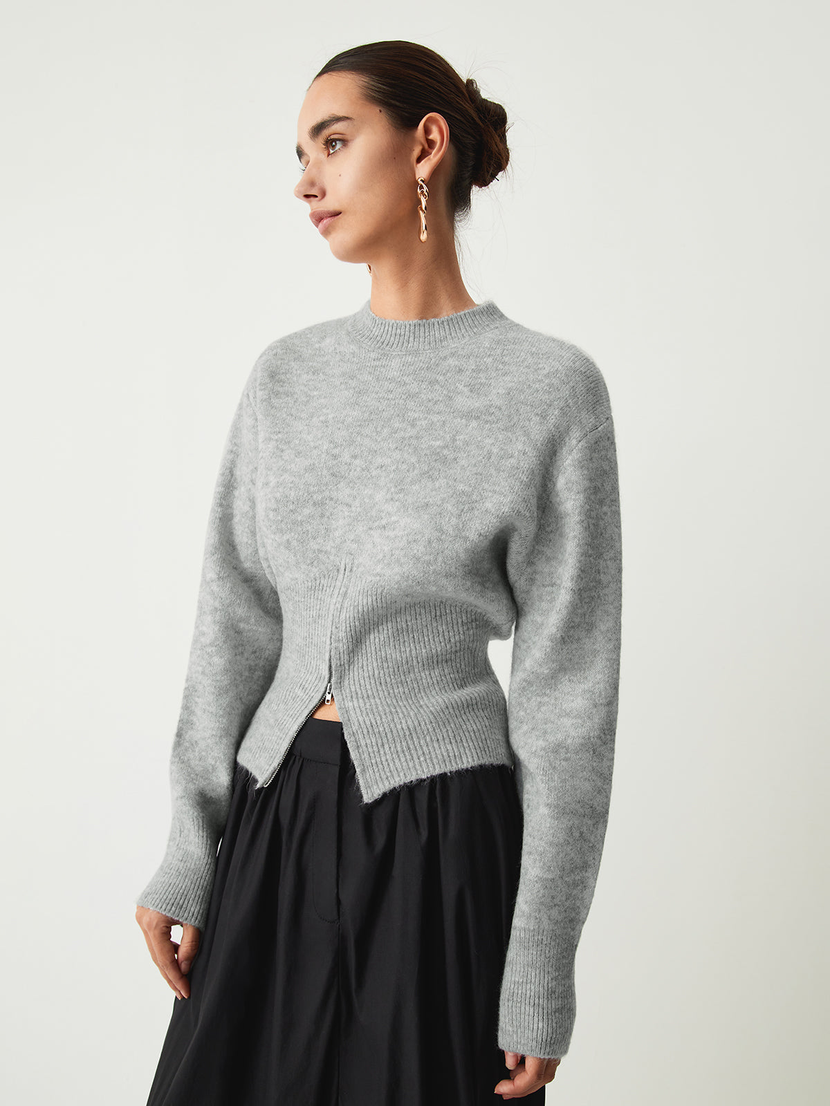 Half Zip Fuzzy Knit Sweater