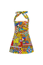 Halter Neck Printed Cotton Mini Dress