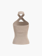 Halter Ribbed Knit Top