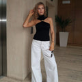 Halter Top with Gold Accent Detail