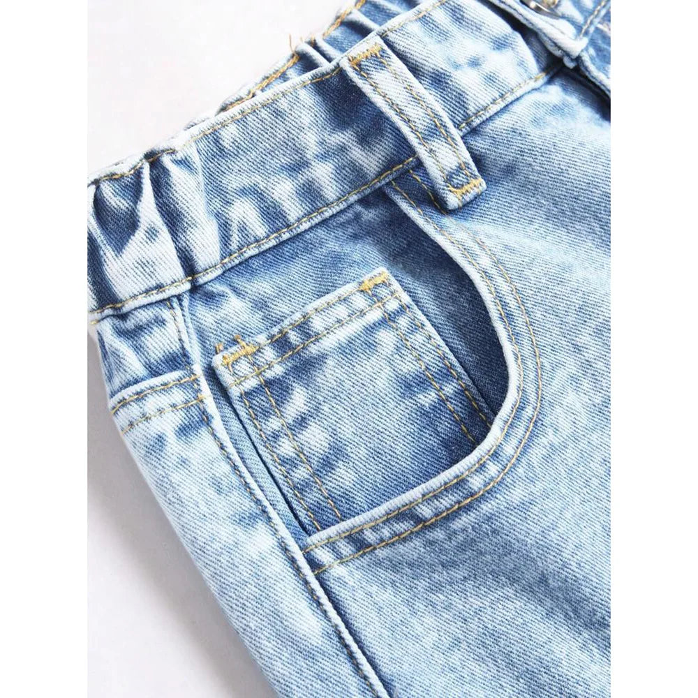 High-Waist Embroidered Wide-Leg Jeans