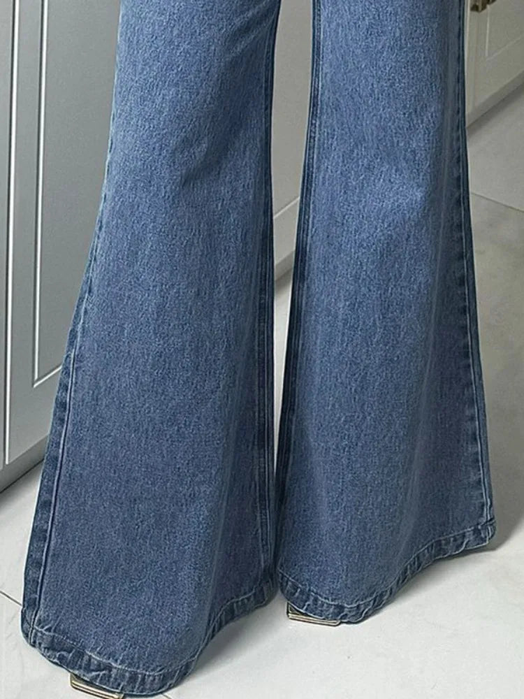 High-Waist Sailor Wide-Leg Jeans