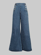 High-Waist Sailor Wide-Leg Jeans