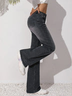 High-Waist Straight-Leg Jeans