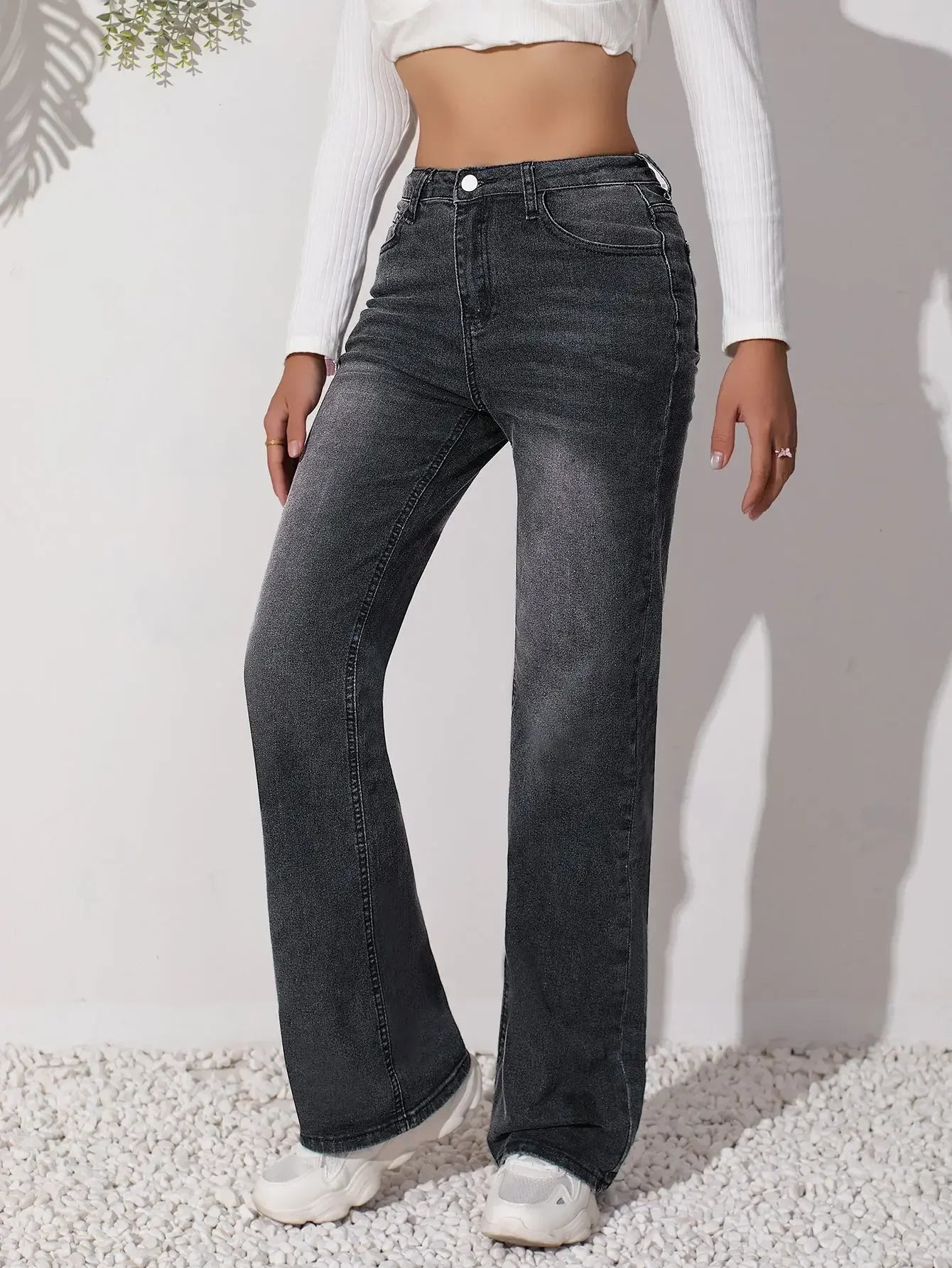 High-Waist Straight-Leg Jeans