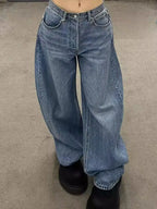 High-Waist Wide-Leg Jeans with Embroidered Back Detail