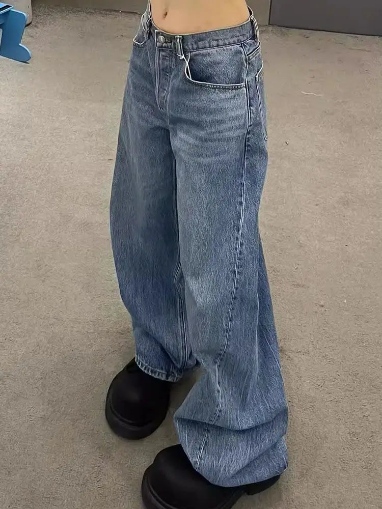 High-Waist Wide-Leg Jeans with Embroidered Back Detail