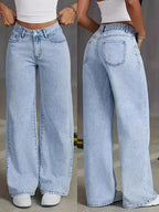 High-Waist Wide-Leg Light Wash Jeans