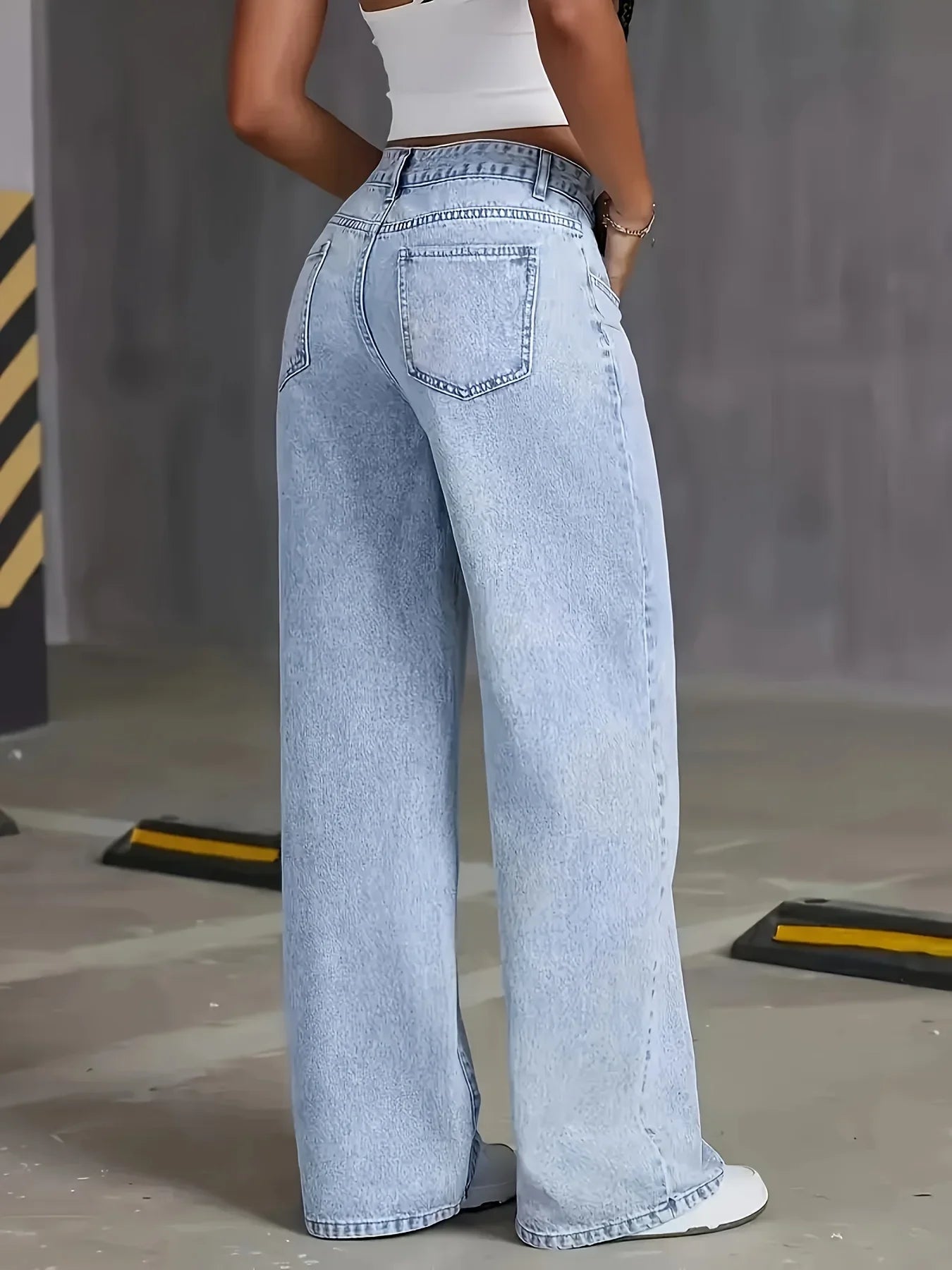 High-Waist Wide-Leg Light Wash Jeans