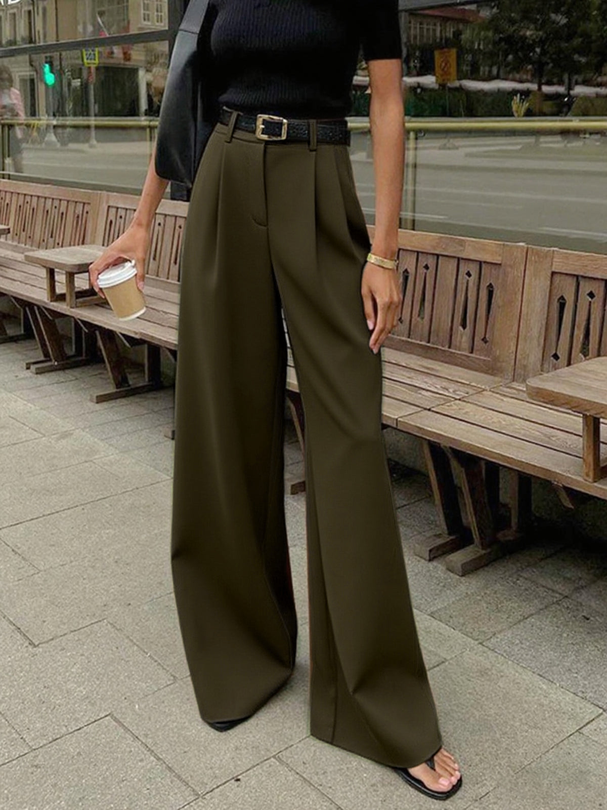 High-Waist Wide Leg Trousers