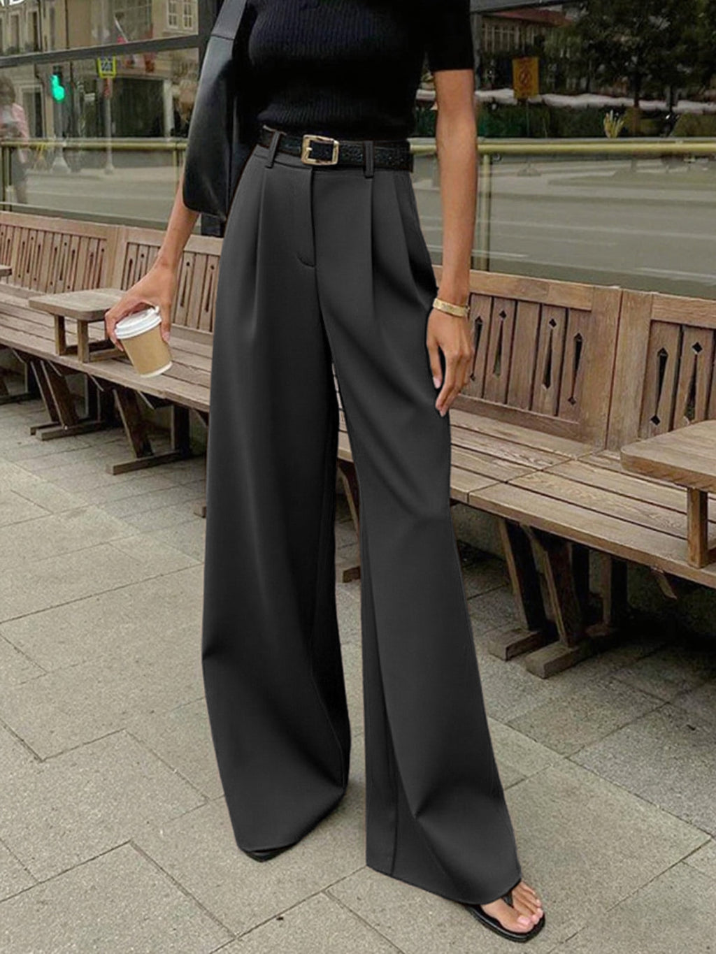 High-Waist Wide Leg Trousers