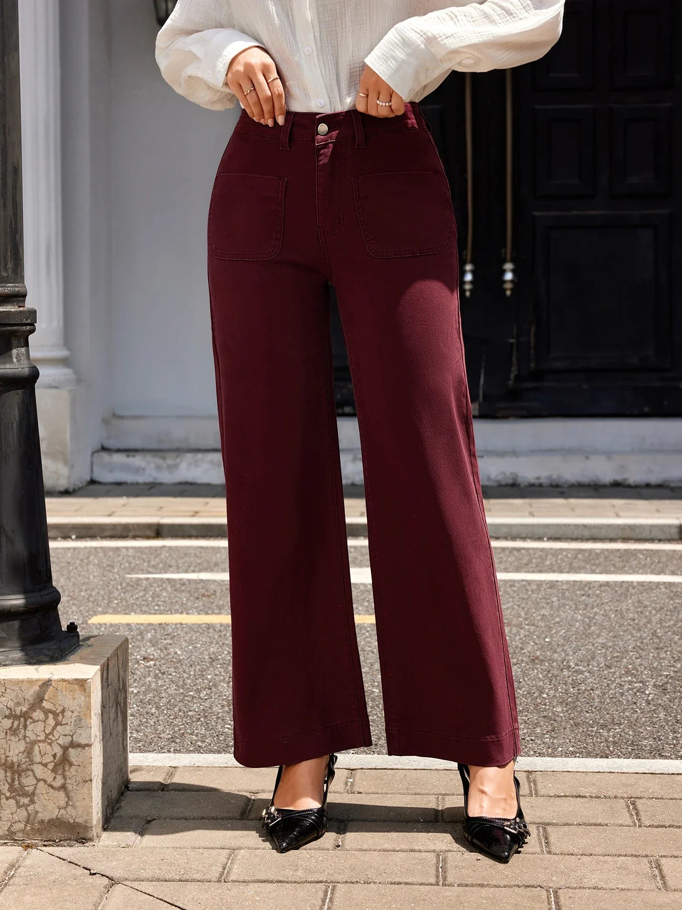 High-Waist Wide-Leg Trousers