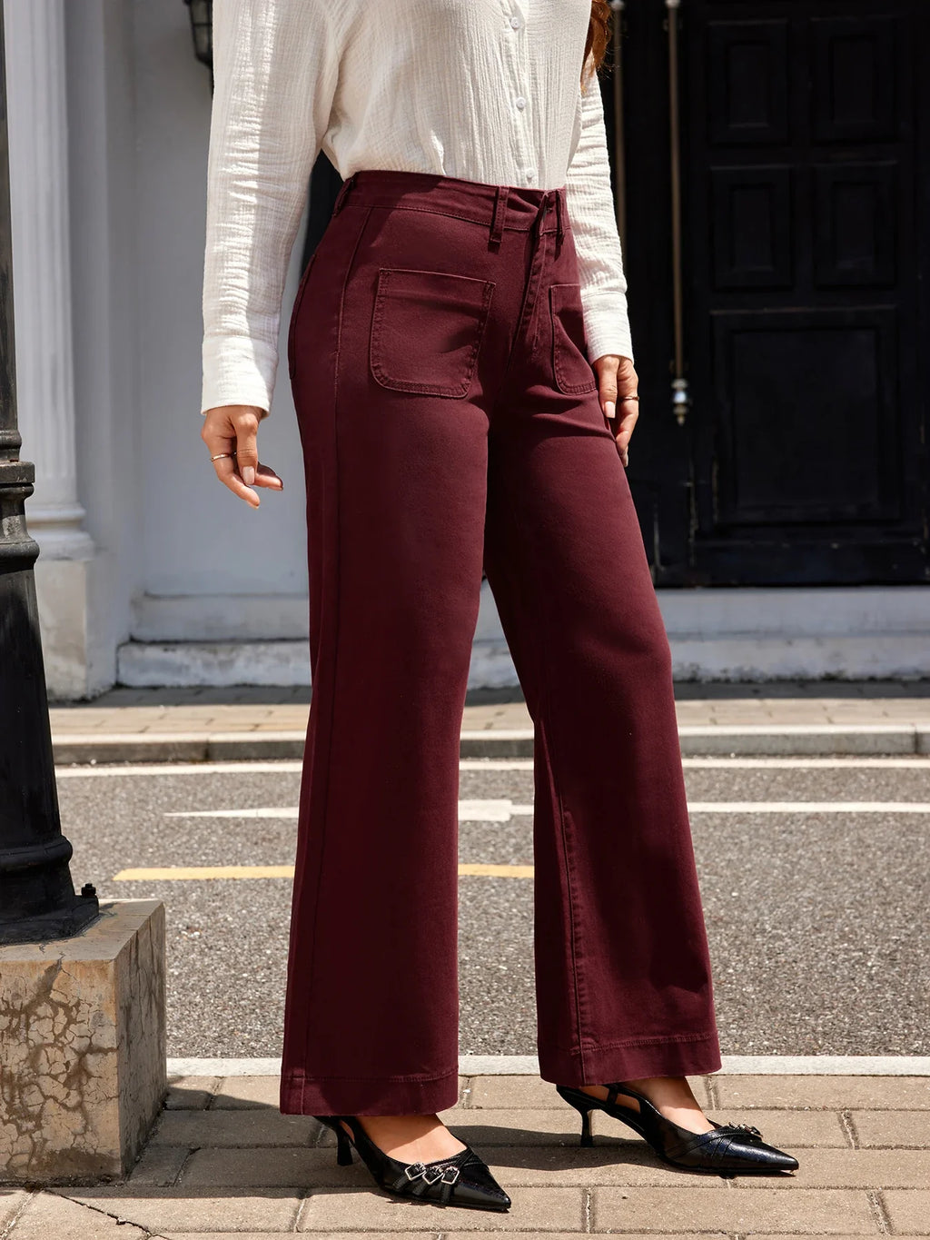 High-Waist Wide-Leg Trousers