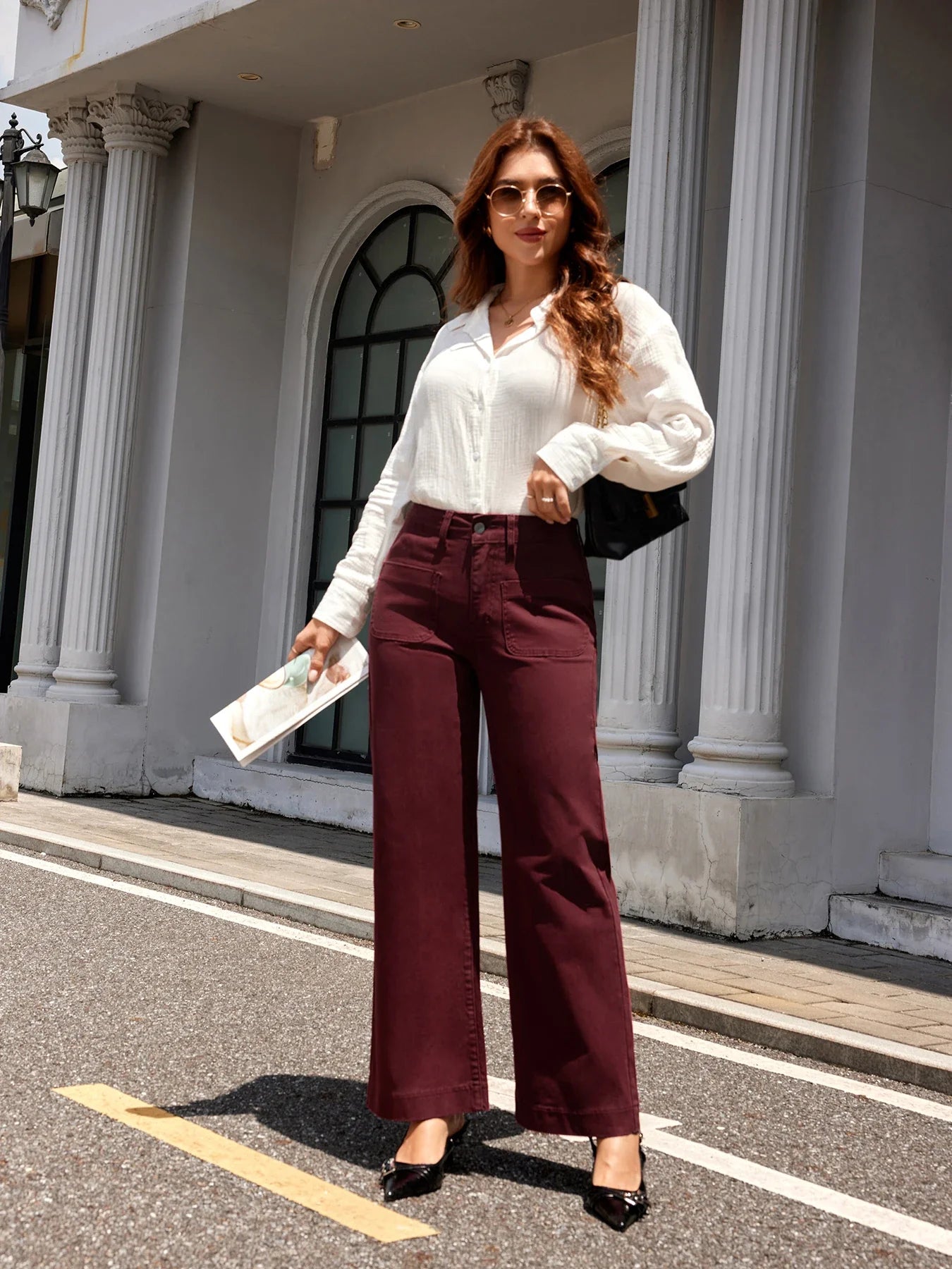 High-Waist Wide-Leg Trousers