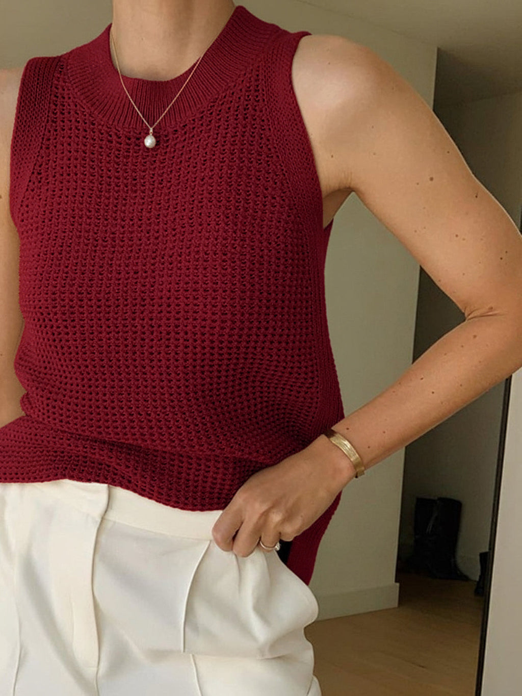 Hollow Knit Tank Top