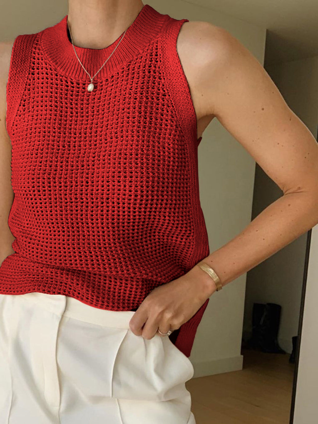 Hollow Knit Tank Top
