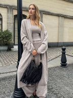 Knit Bustier Cardigan and Pants Three Piece Set