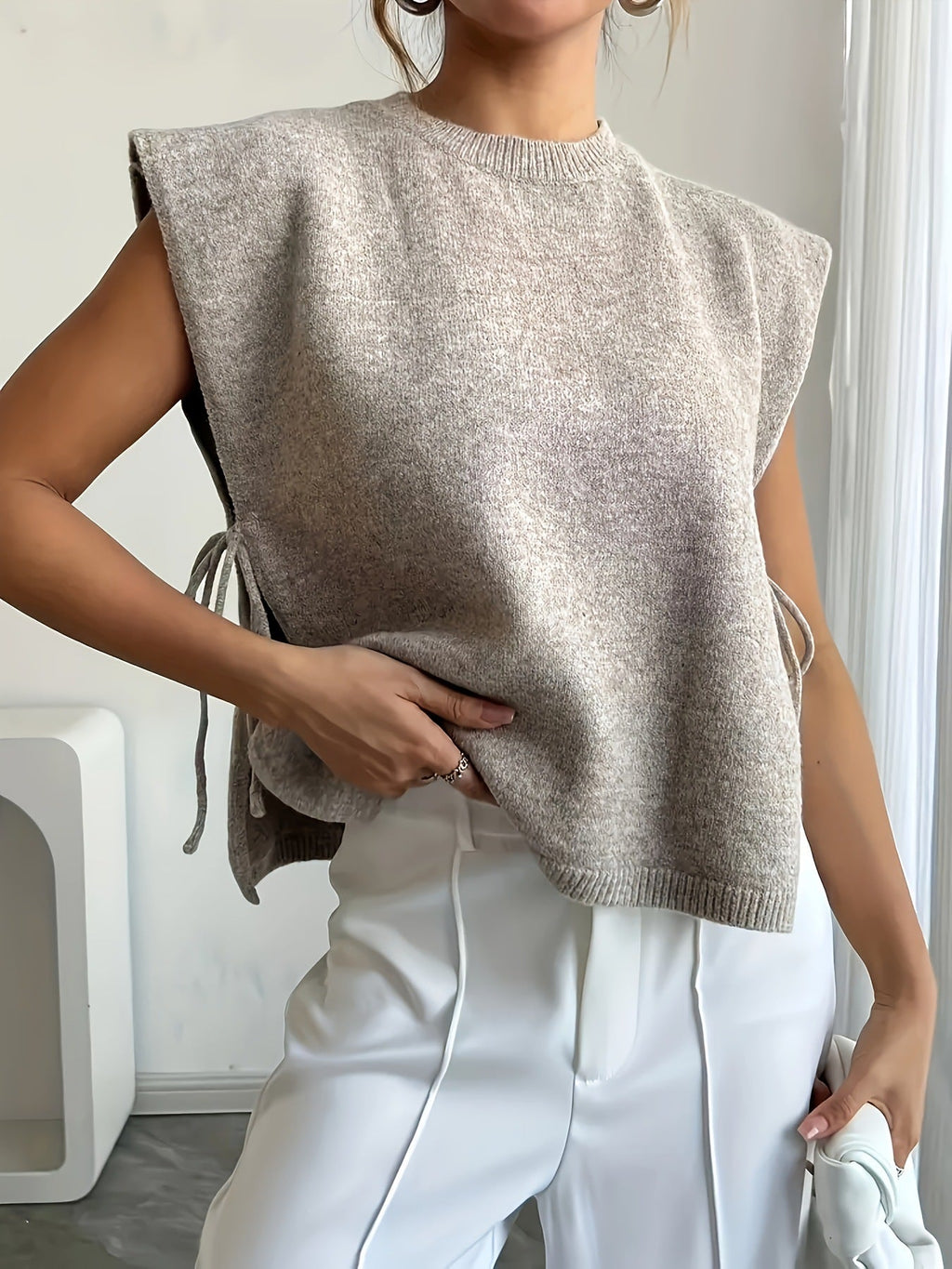 Knit Crop Top with Side Tie Detail