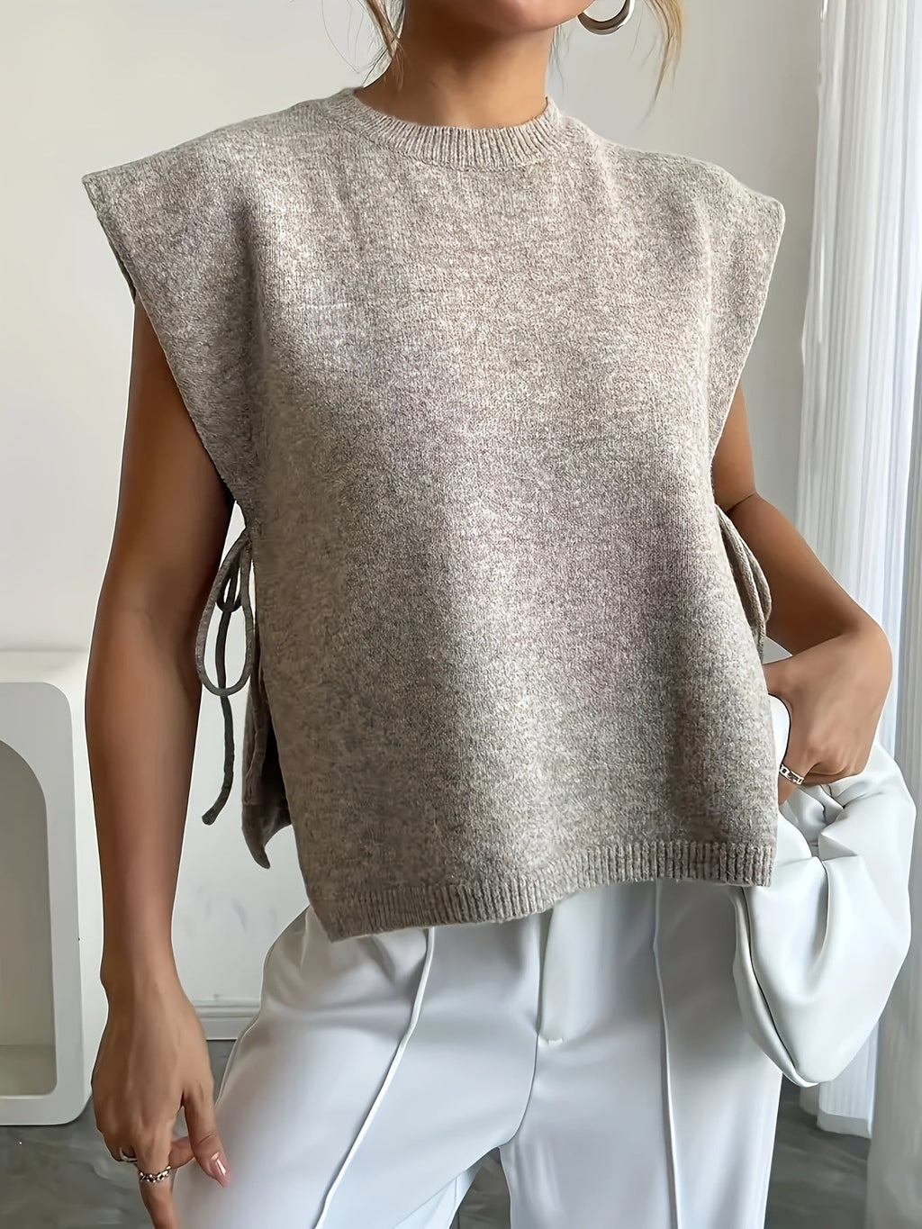 Knit Crop Top with Side Tie Detail