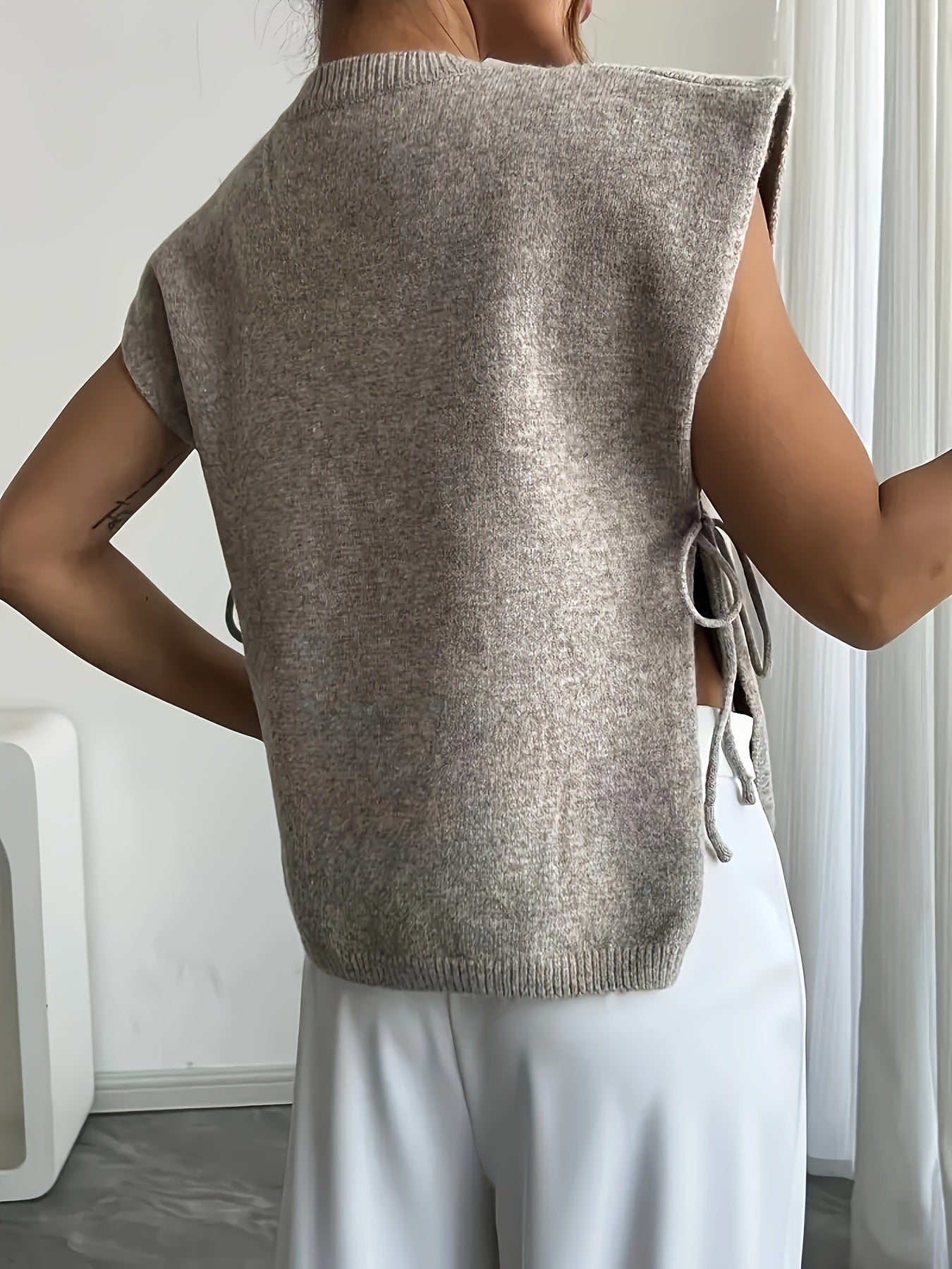 Knit Crop Top with Side Tie Detail