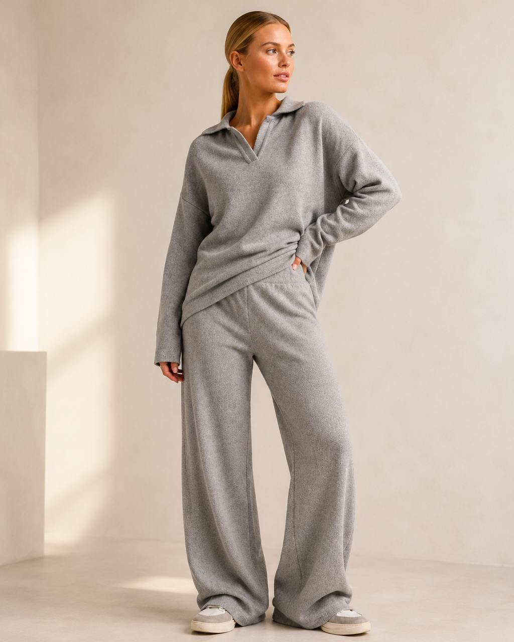 Knit Sweater and Wide Leg Pants Two Piece Co-ord Set