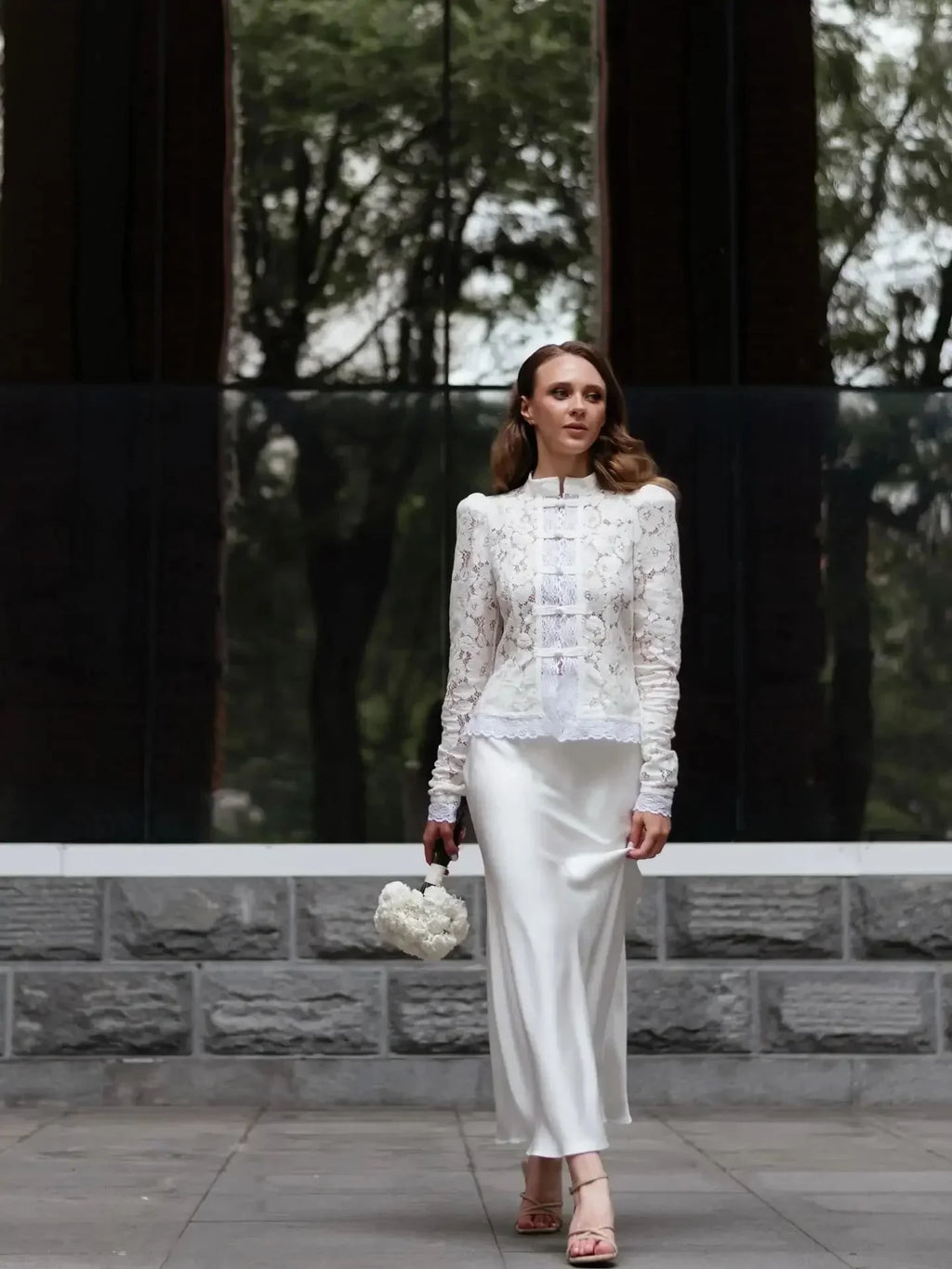 Lace Blouse with Puff Sleeves