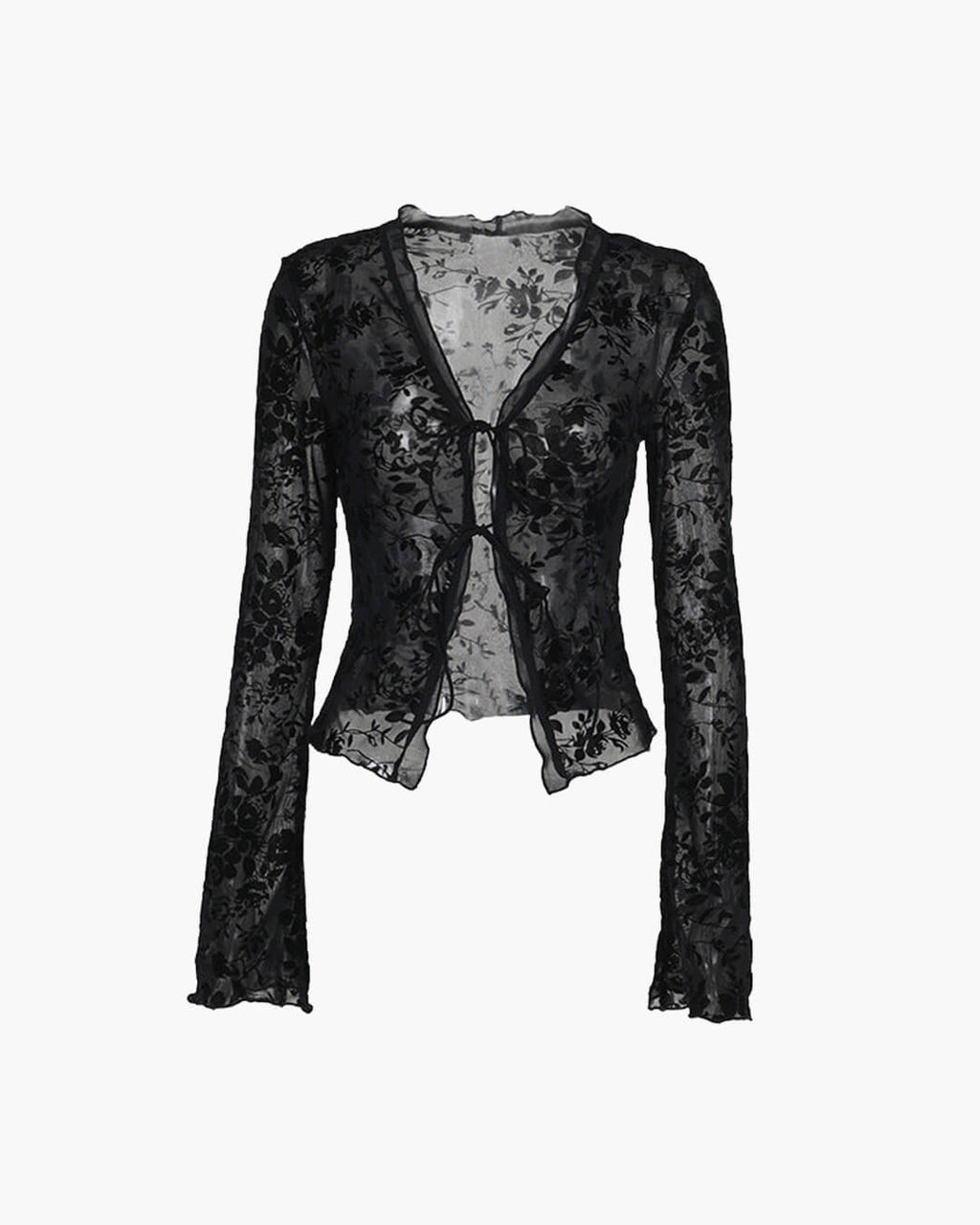 Lace Blouse with Tie Front