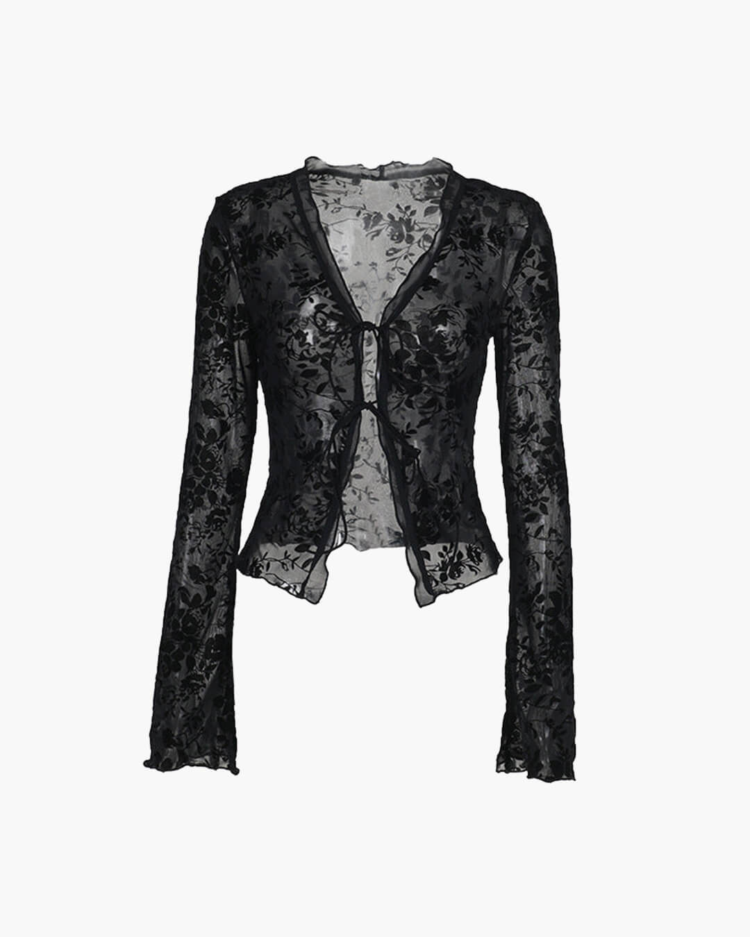 Lace Blouse with Tie Front