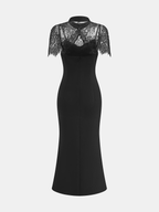 Lace Capelet and Mermaid Midi Dress Two Piece Set