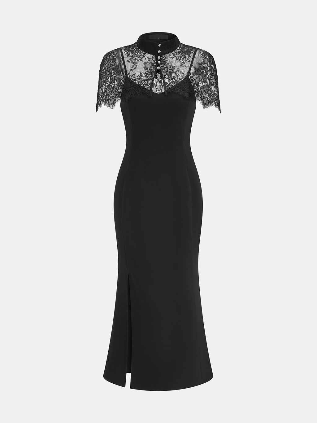 Lace Capelet and Mermaid Midi Dress Two Piece Set
