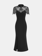 Lace Capelet and Mermaid Midi Dress Two Piece Set