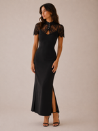 Lace Capelet and Mermaid Midi Dress Two Piece Set