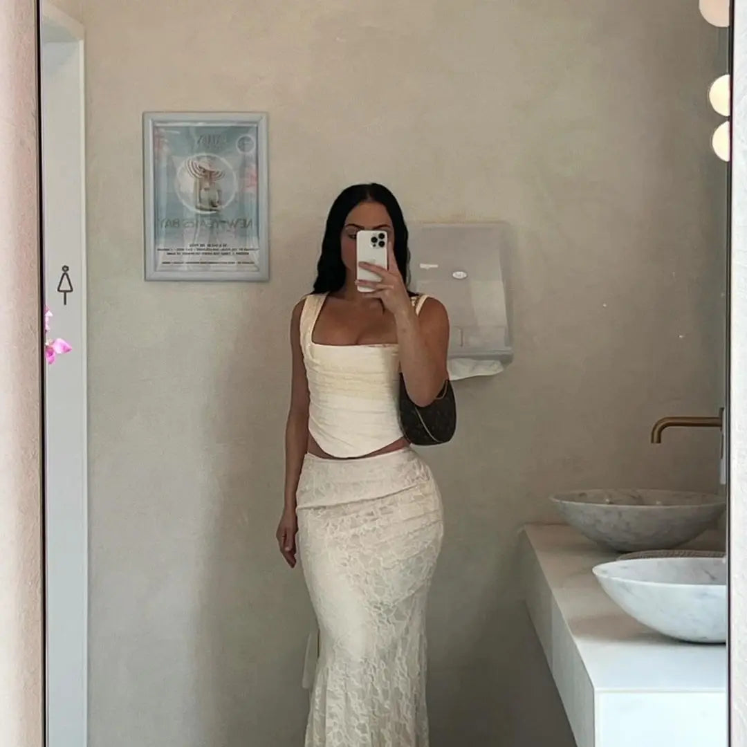 Lace Up Corset Top and Mermaid Skirt Co-ord Set